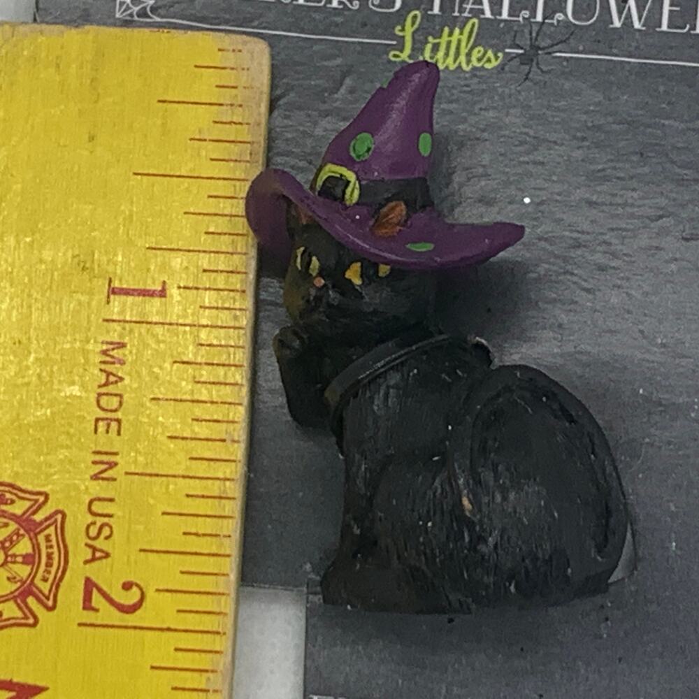 NIP Maker's Halloween Littles BLACK CAT purple witch hat miniature Joann Joanns